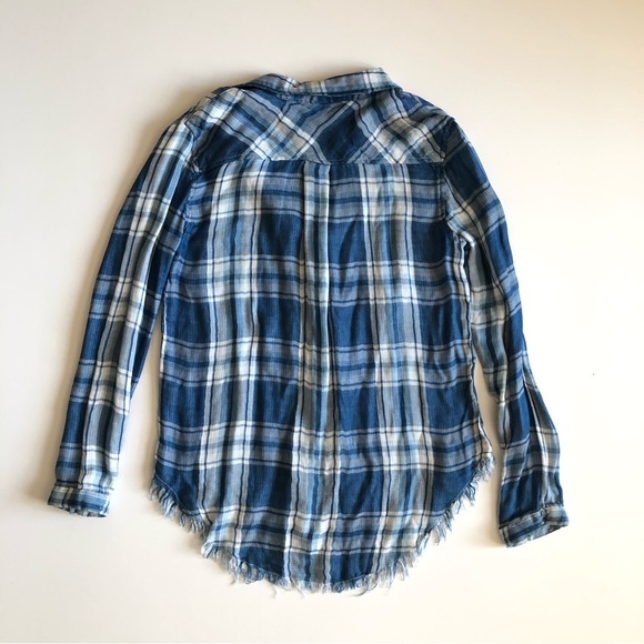 Thread & Supply Blue Plaid Button Shirt XS - Picture 4 of 5